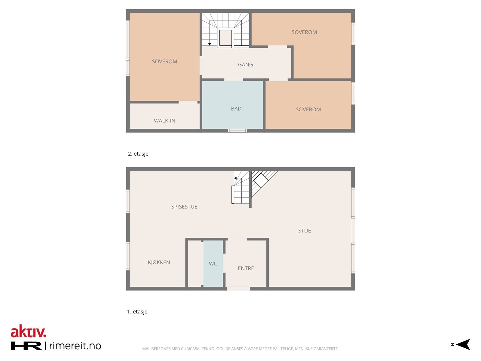 Planløsning begge etasjer. Galleribilde