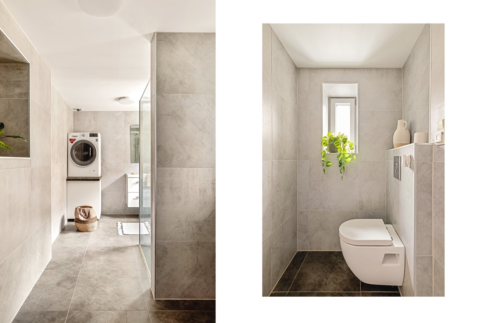 Badet måler 8,5 m² og ble pusset opp i 2020. Galleribilde