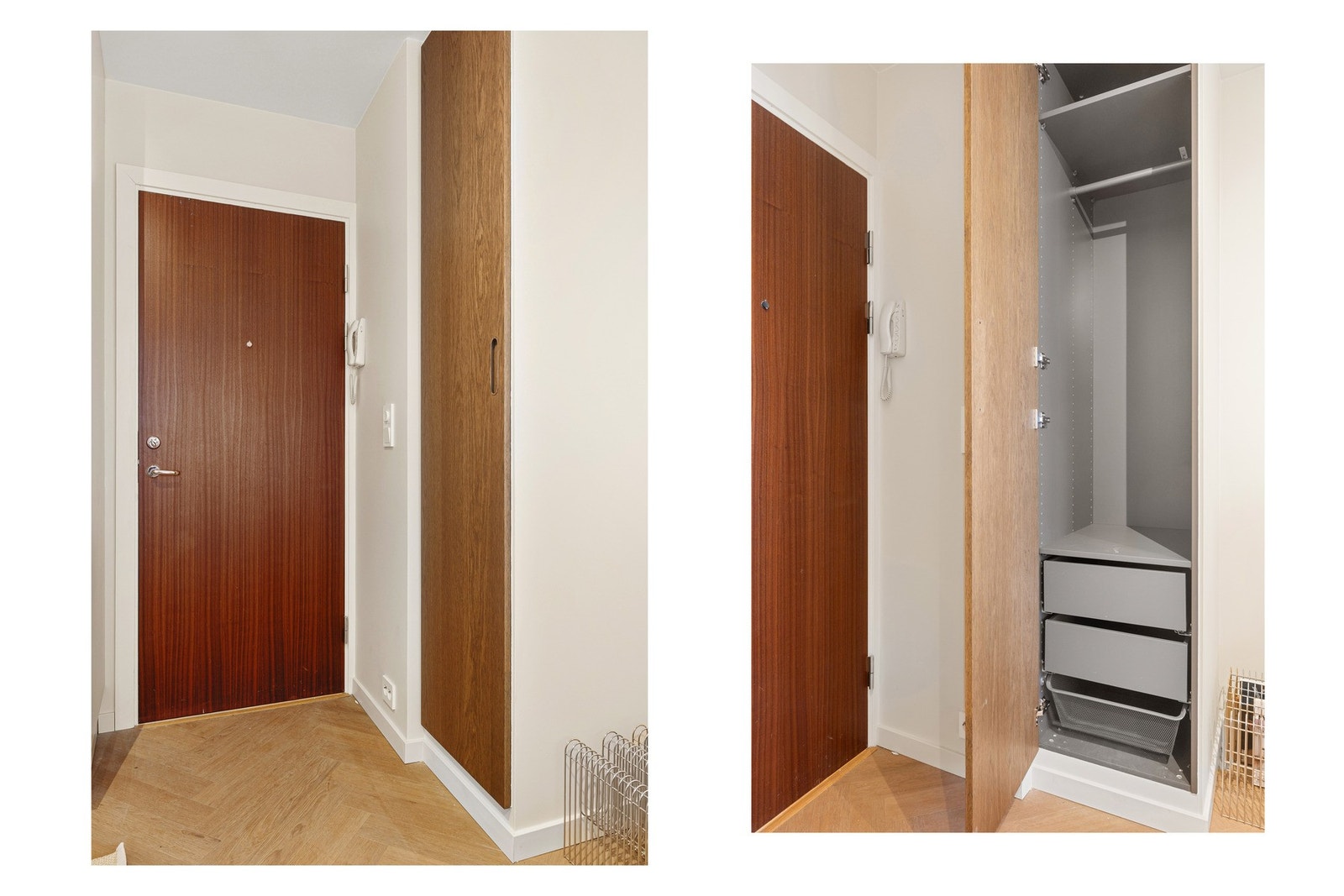 Lekre, innebygde garderobeskap i entré. Galleribilde