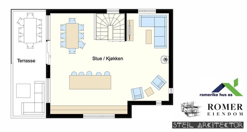 Bildet viser alternativ møbleringsløsning. Galleribilde