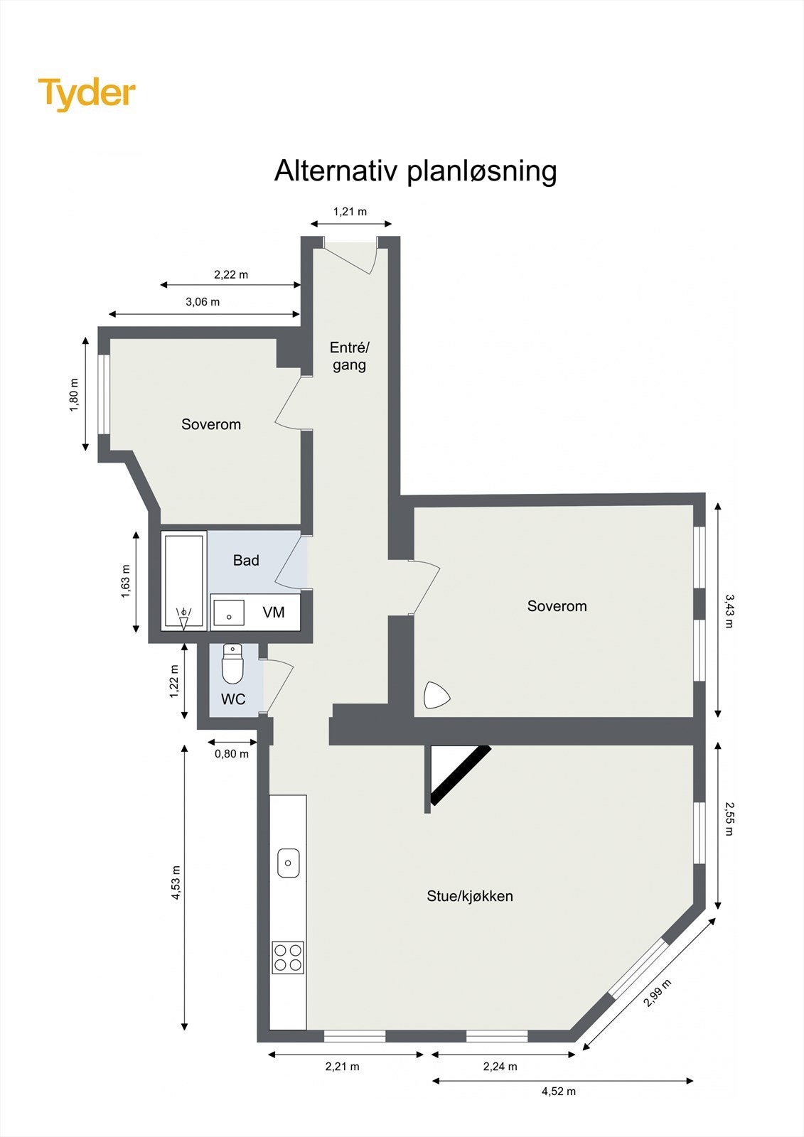 Alternativ planløsning. Galleribilde