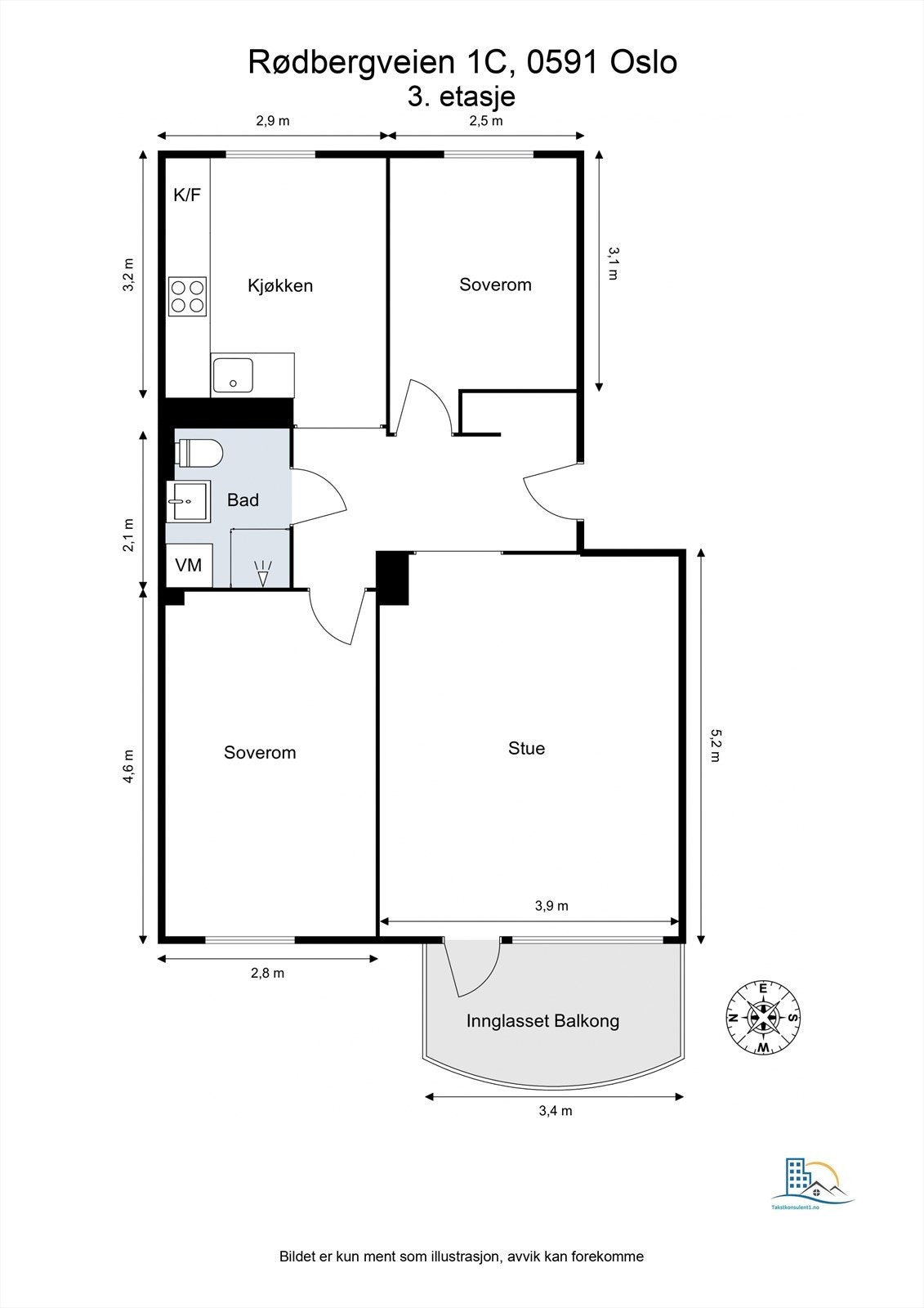 Plantegning til orientering. Har får du en superfin planløsning med separat kjøkken og store gode rom. Galleribilde