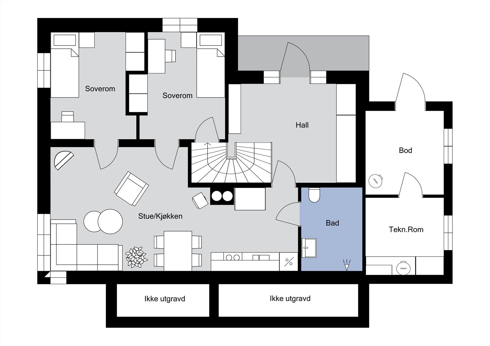 Plantegning - Underetasjen Galleribilde