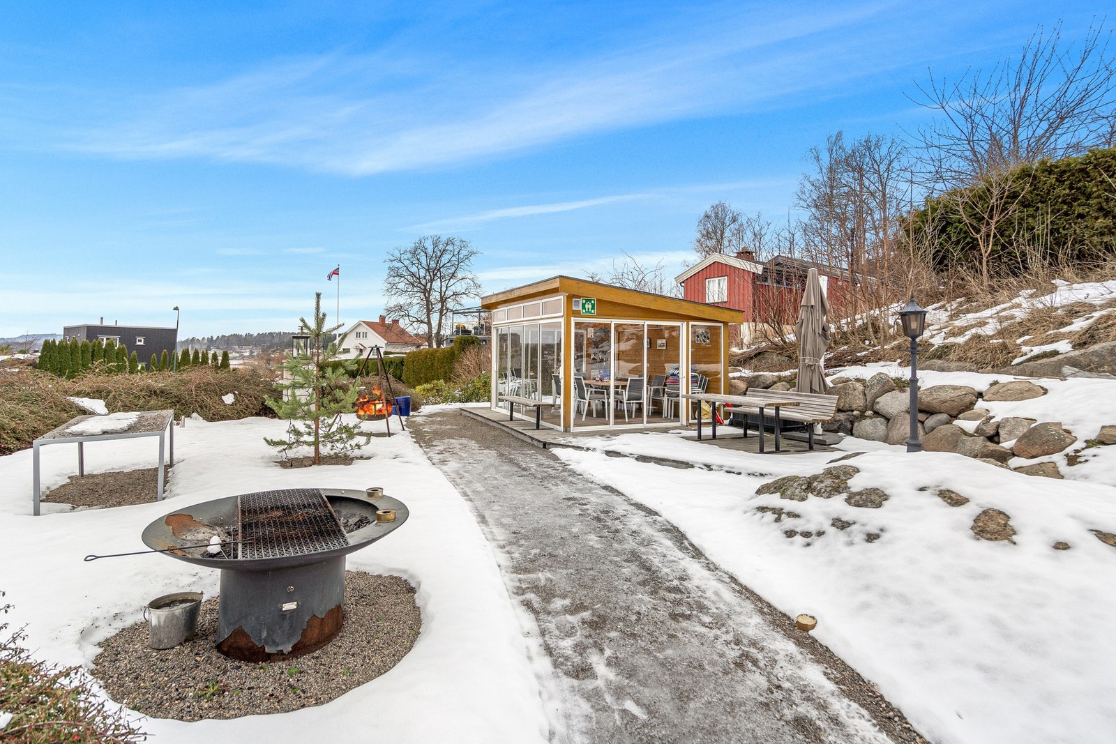 På området er det koselige fellesområdet, hvor beboere kan hygge seg i fellesskap. Galleribilde