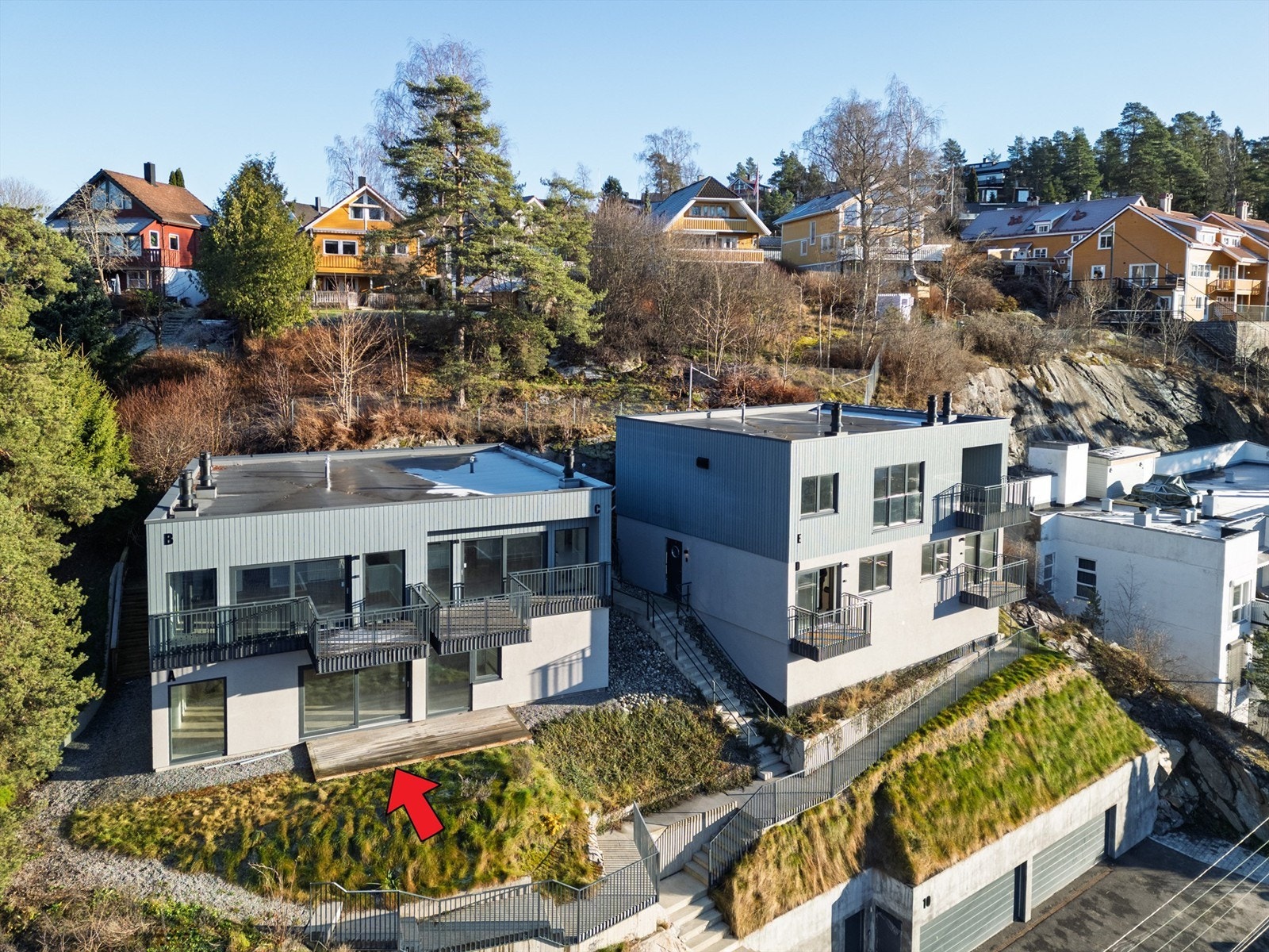 Markering av leilighetens beliggenhet. Galleribilde