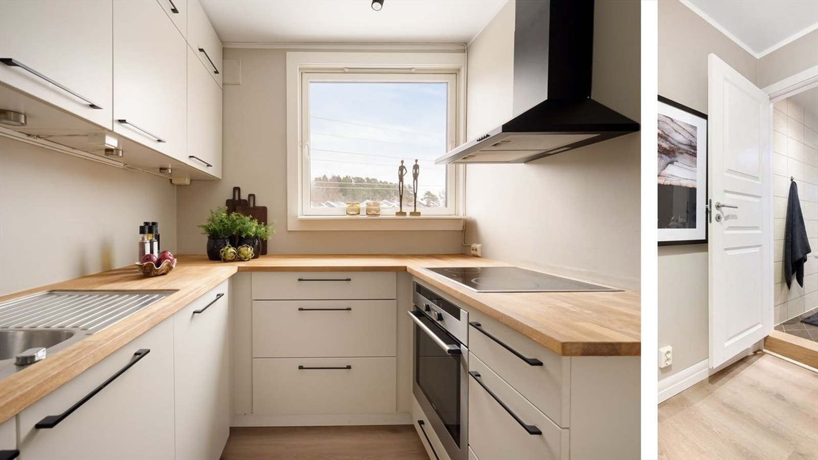 Utsikt mot tretopper og blå himmel! Galleribilde