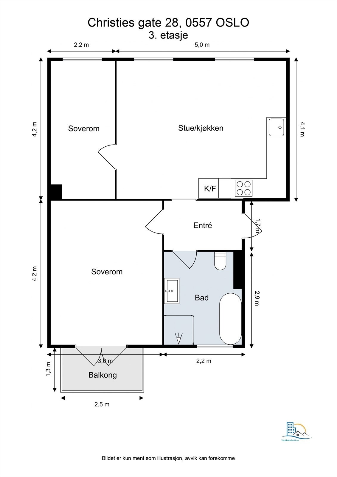 Leiligheten har en arealeffektiv og god planløsning med to soverom og åpen stue-kjøkkenløsning. Galleribilde