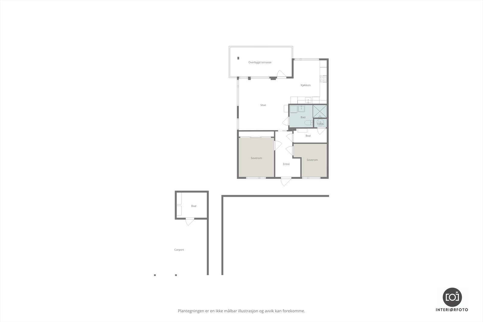 Plantegning m/carport Galleribilde