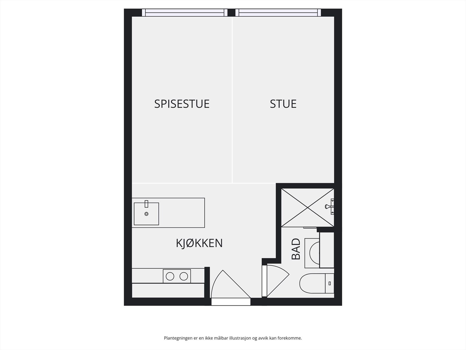 Skisse av hybelleiligheten Galleribilde