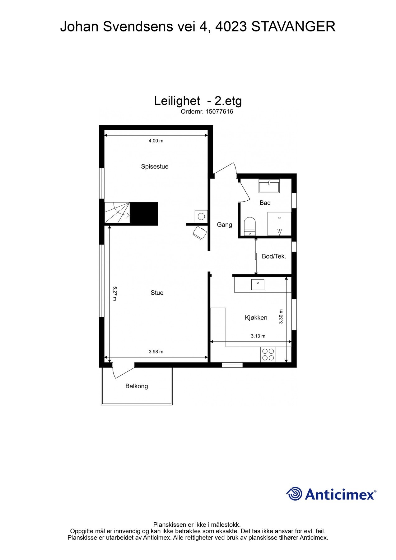 Plantegning 2.etasje - Tidligere var det soverom hvor det er spisestue nå. Galleribilde