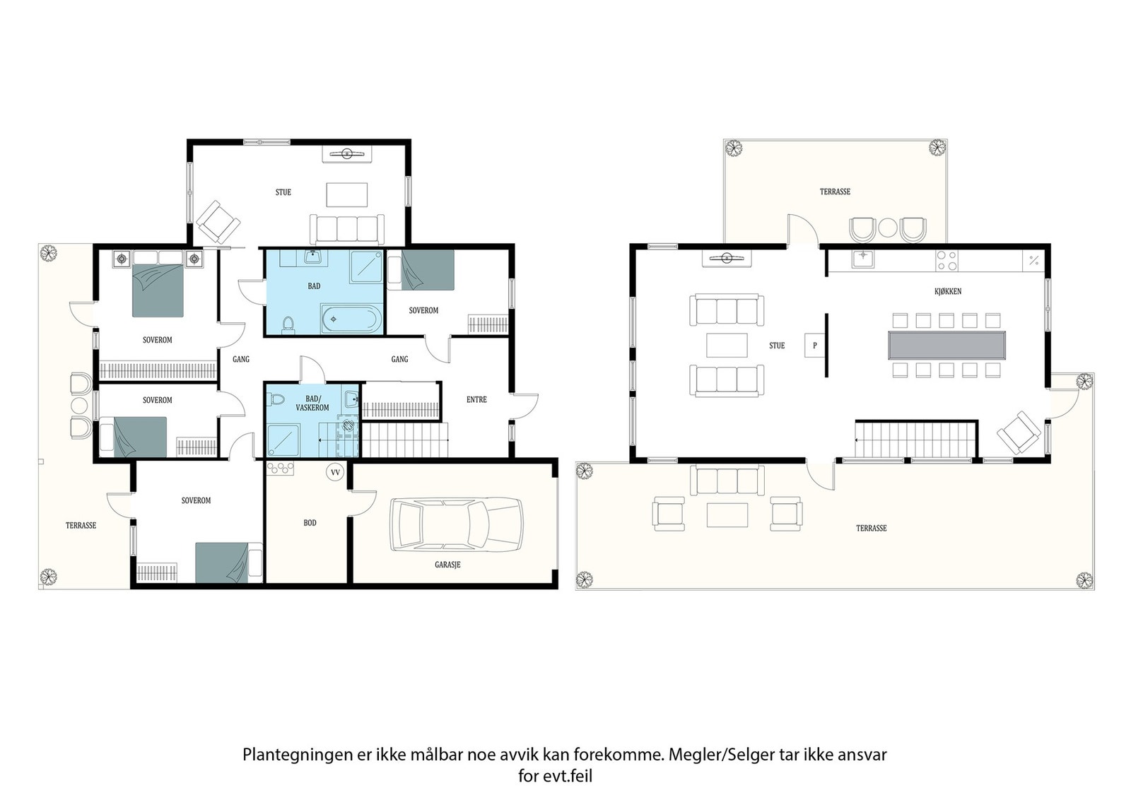 Planskisse begge etasjer. Galleribilde
