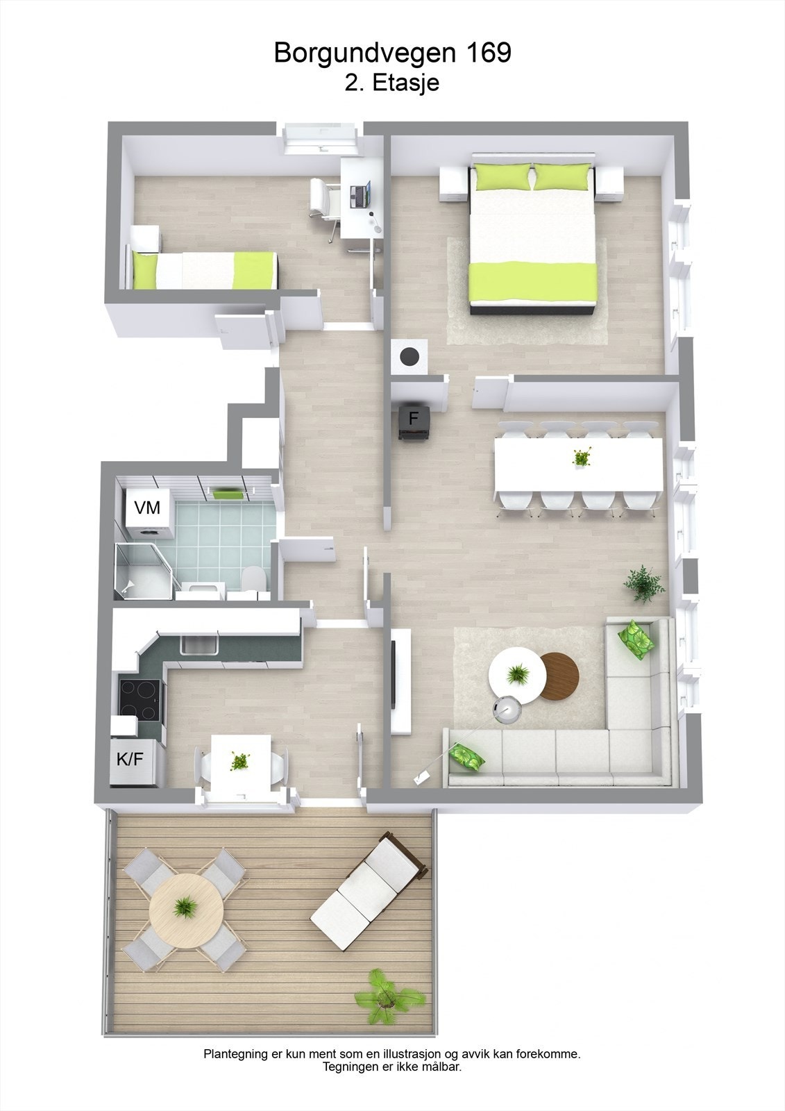 3 D plantegning 2. etasje Galleribilde