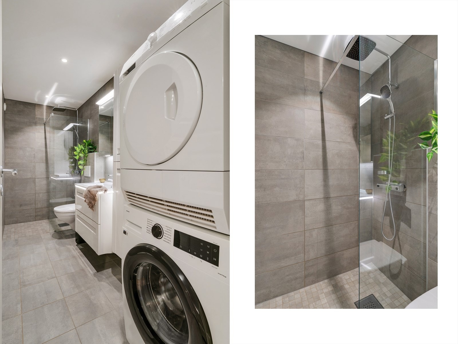 - Innredet med servantmøbel, speilskap med belysning, dusjnisje med glassdør samt opplegg for vaskemaskin - Galleribilde