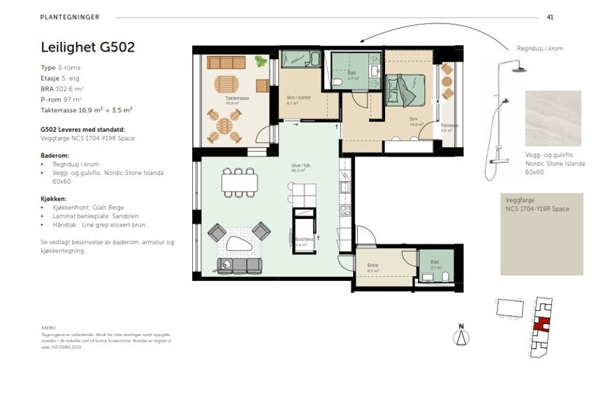 Plantegning for leilighet G502. Galleribilde