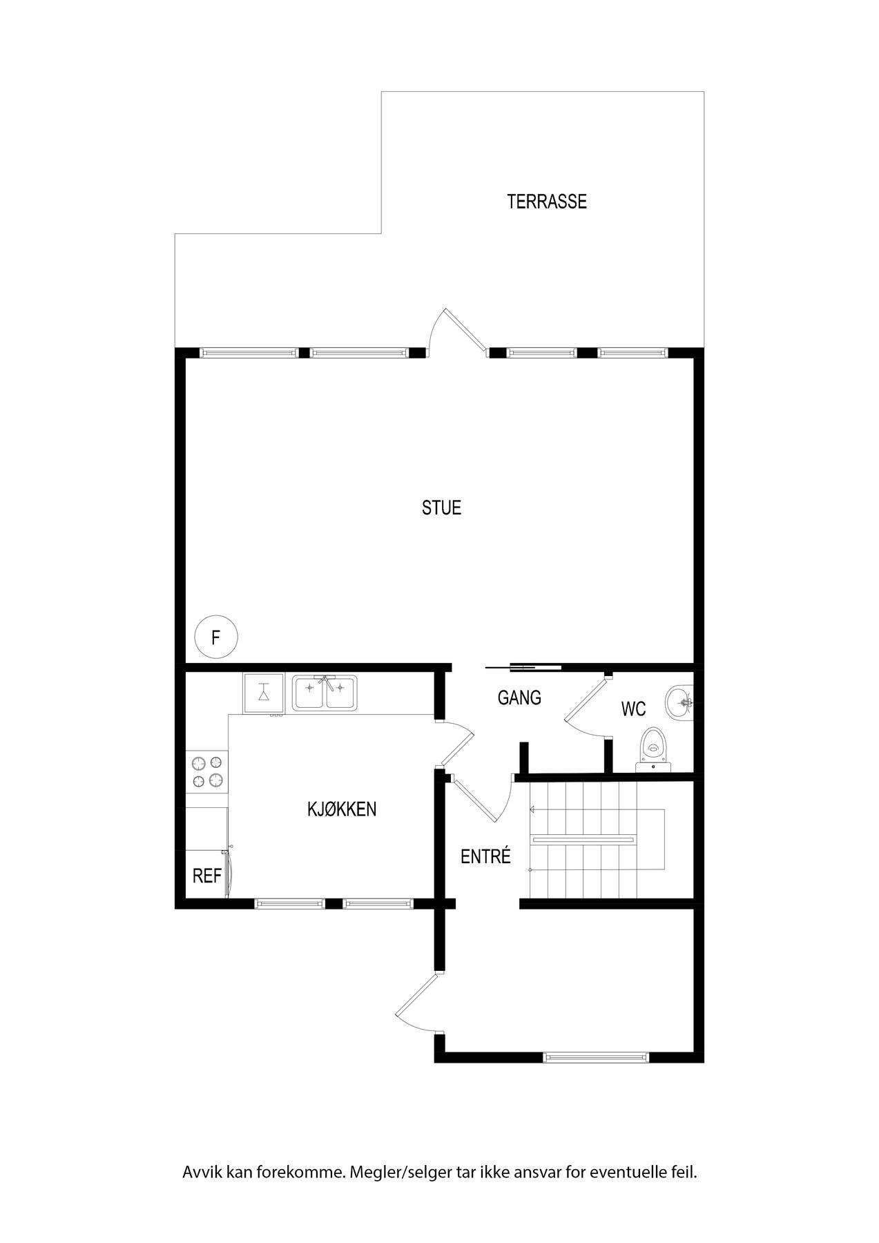 Plantegning 1. Etg, Kan avvike fra faktiske forhold. Galleribilde
