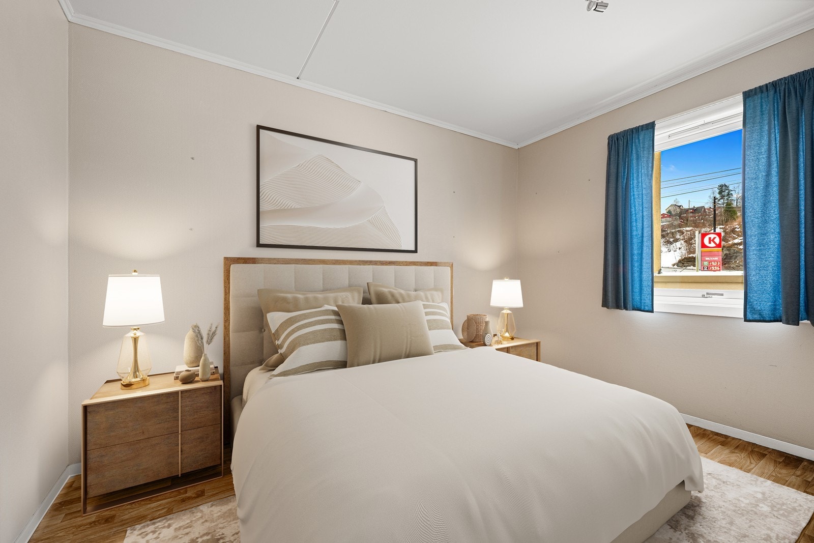 Det er 2 soverom i leiligheten, begge med klesskap. (Digital styling). Galleribilde