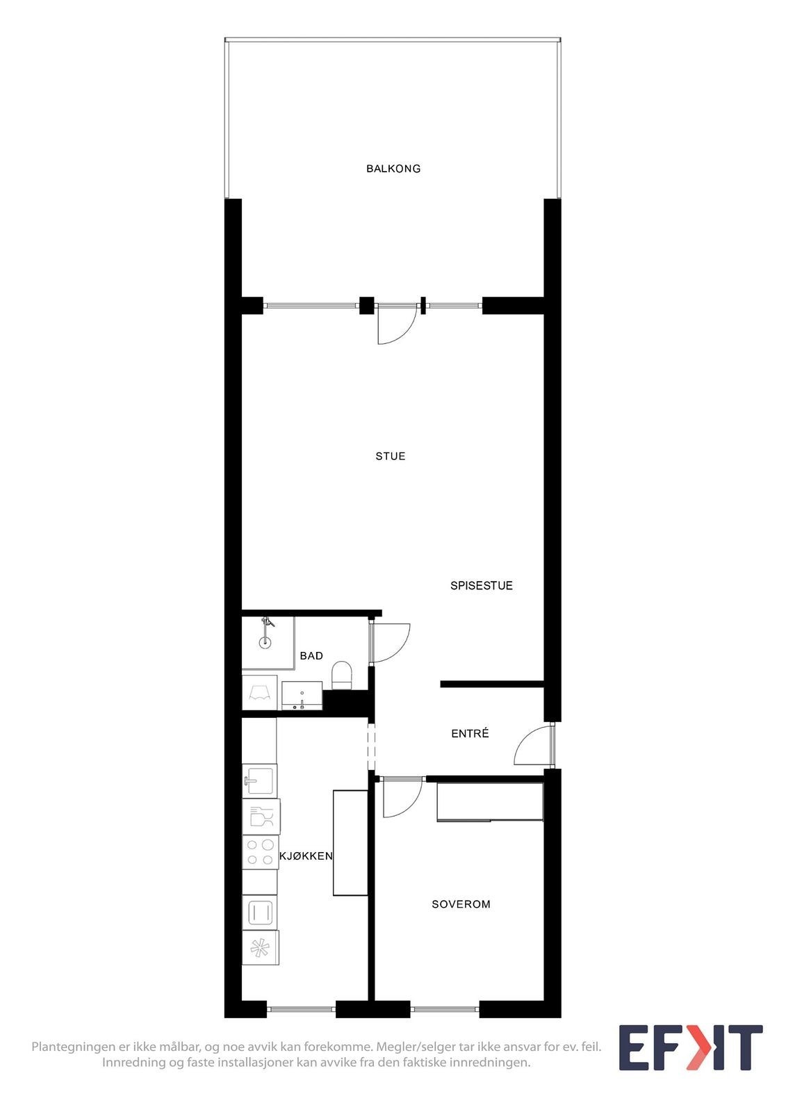 Kristian Brenners vei 95, 1. etg. - Plantegning. Galleribilde