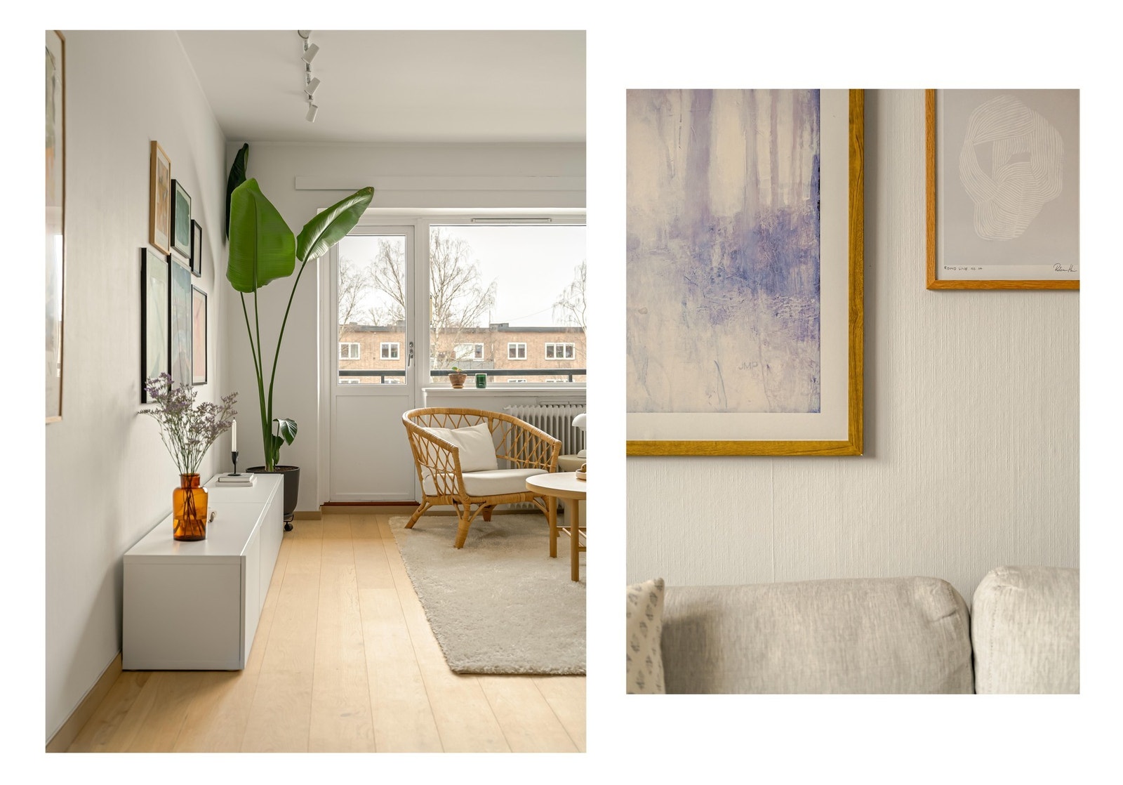 Fra stuen finner vi utgang til den sørøstvendte balkongen. Vi tar en tur ut! Galleribilde