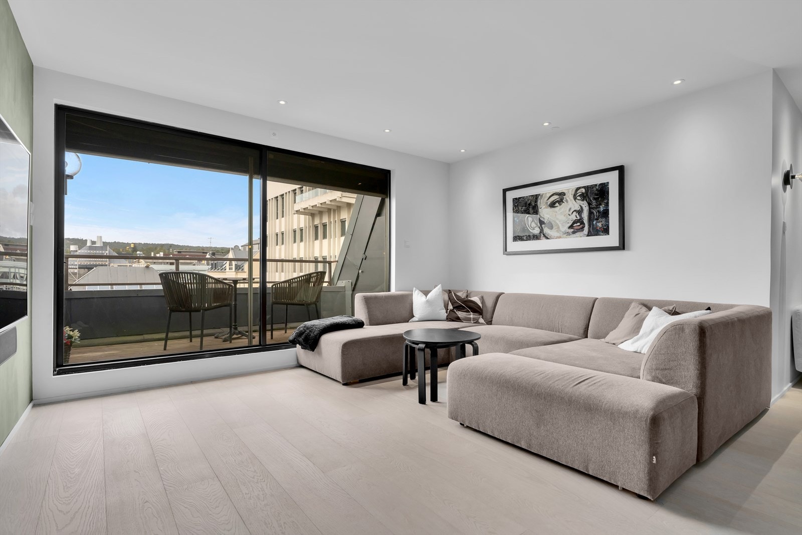 Stor vindusflate/skyvedør med utvendig persienne Galleribilde