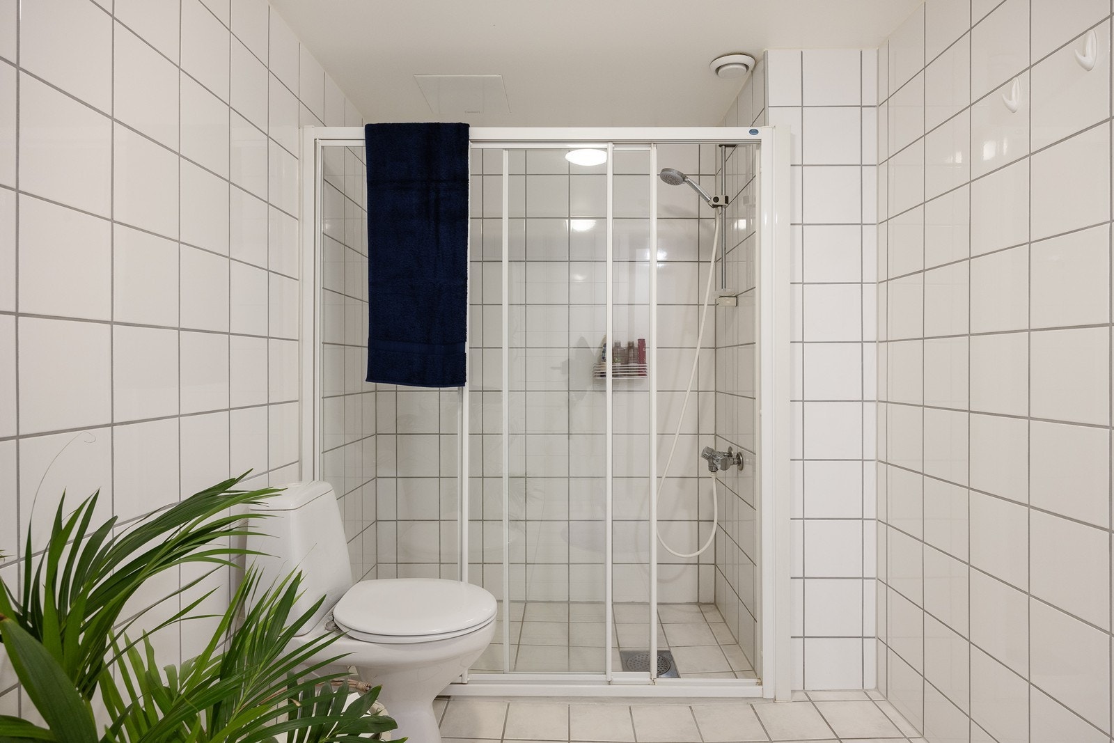 Videre har badet gulvmontert toalett og en romslig dusjnisje. Galleribilde