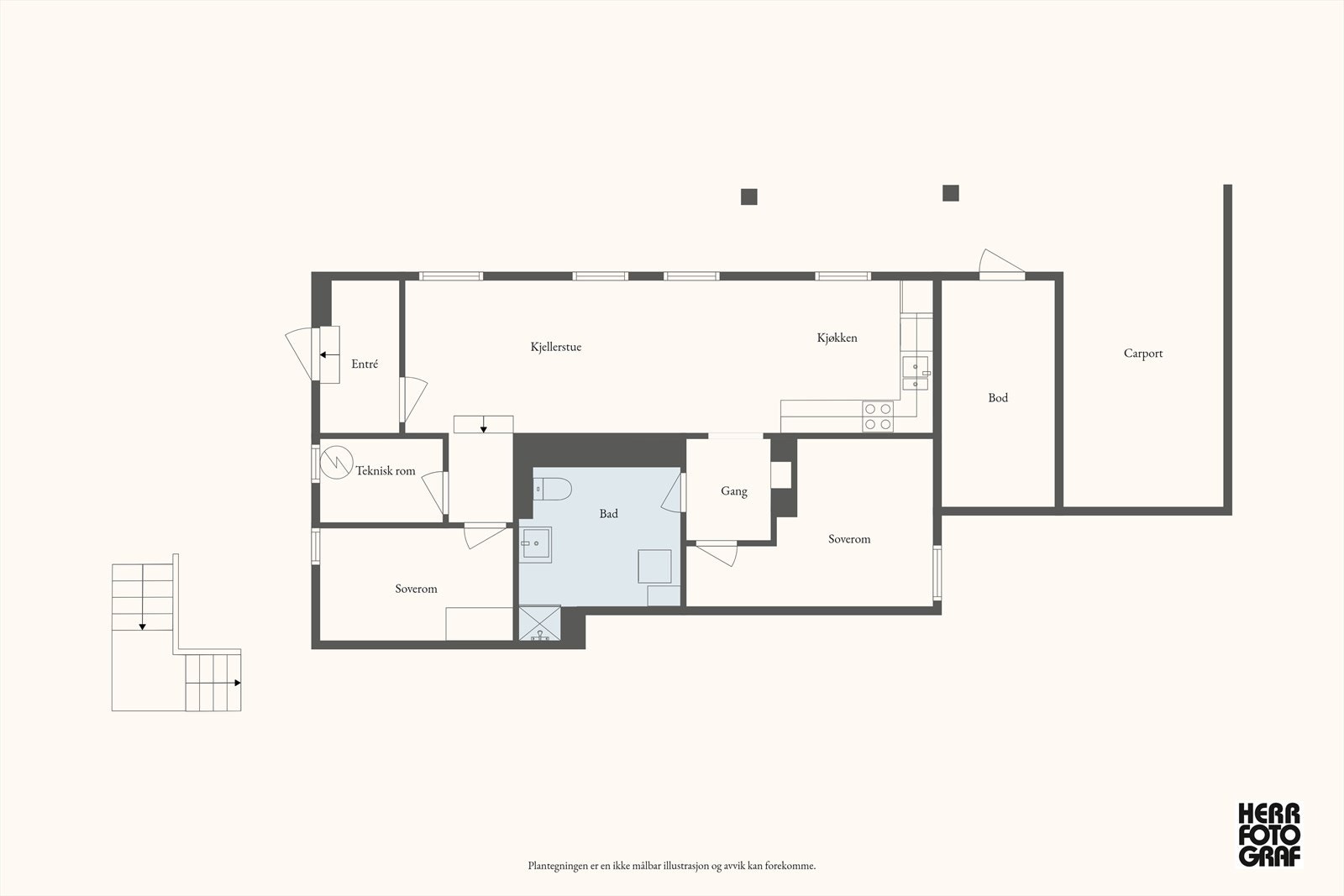Plantegning underetasje. Galleribilde