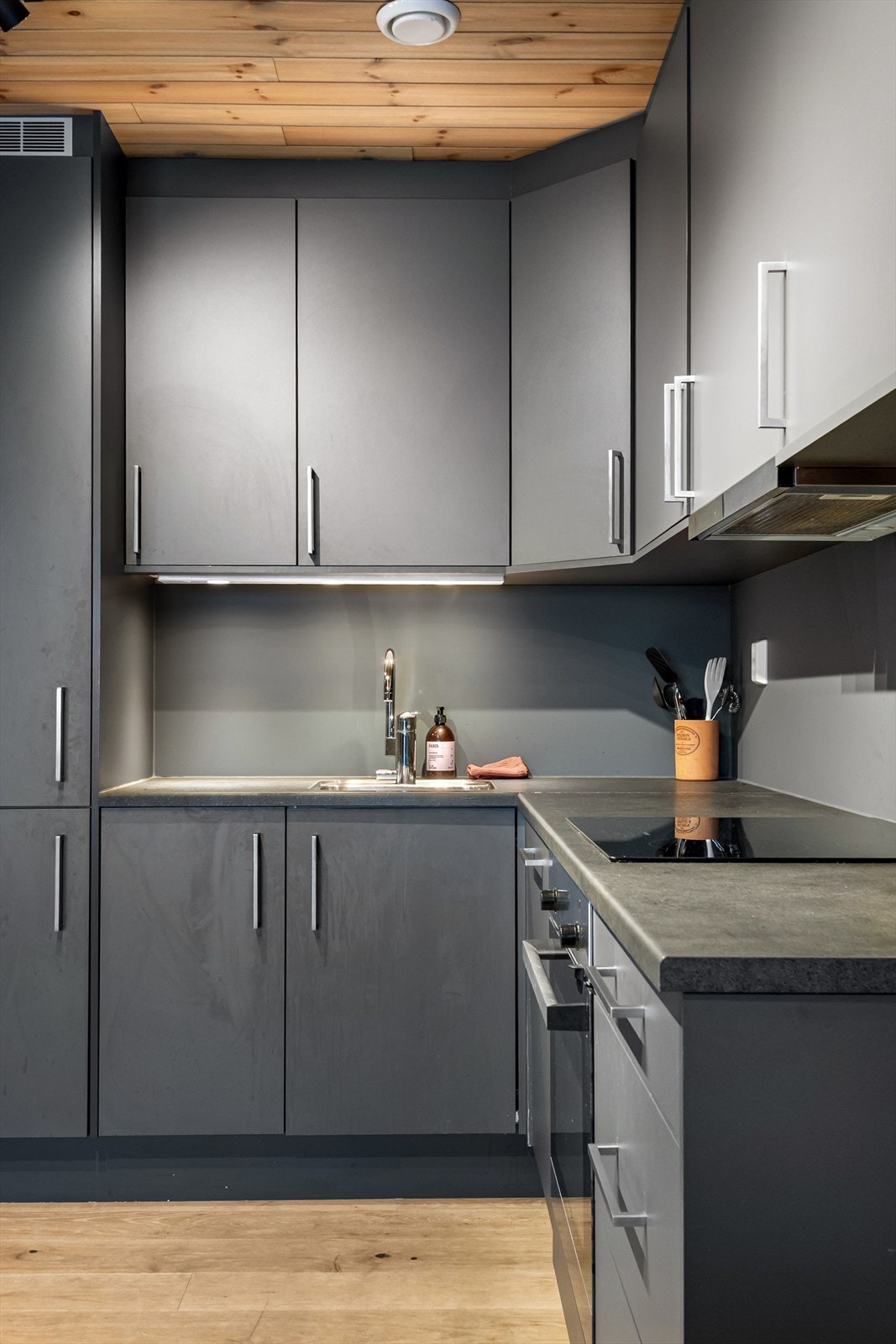 Moderne kjøkken i harmonisk lodge-stil. Galleribilde