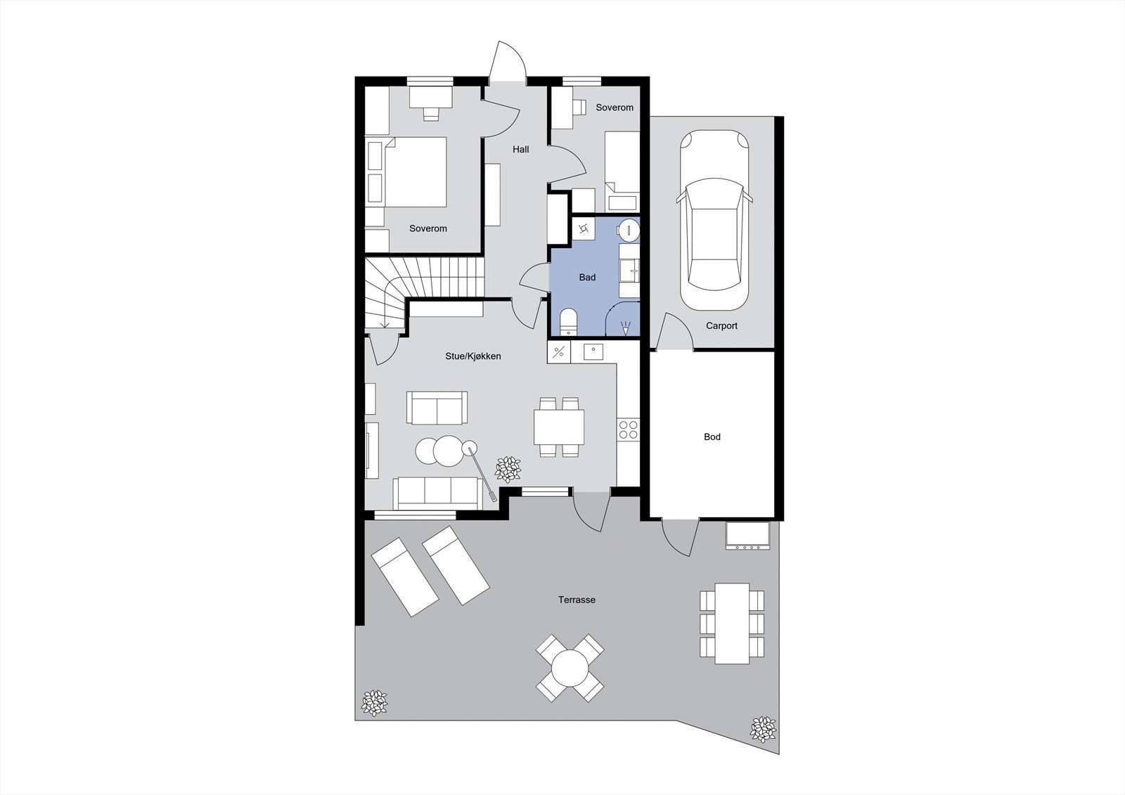 Planløsning 1. etasje Galleribilde