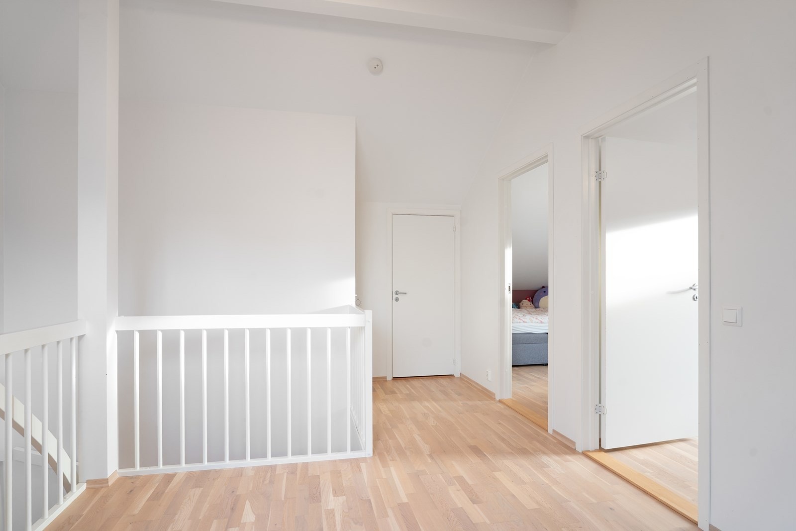 I loftsetasjen finner du loftstue, bad, to soverom og stor bod/kott med masse lagringsplass Galleribilde