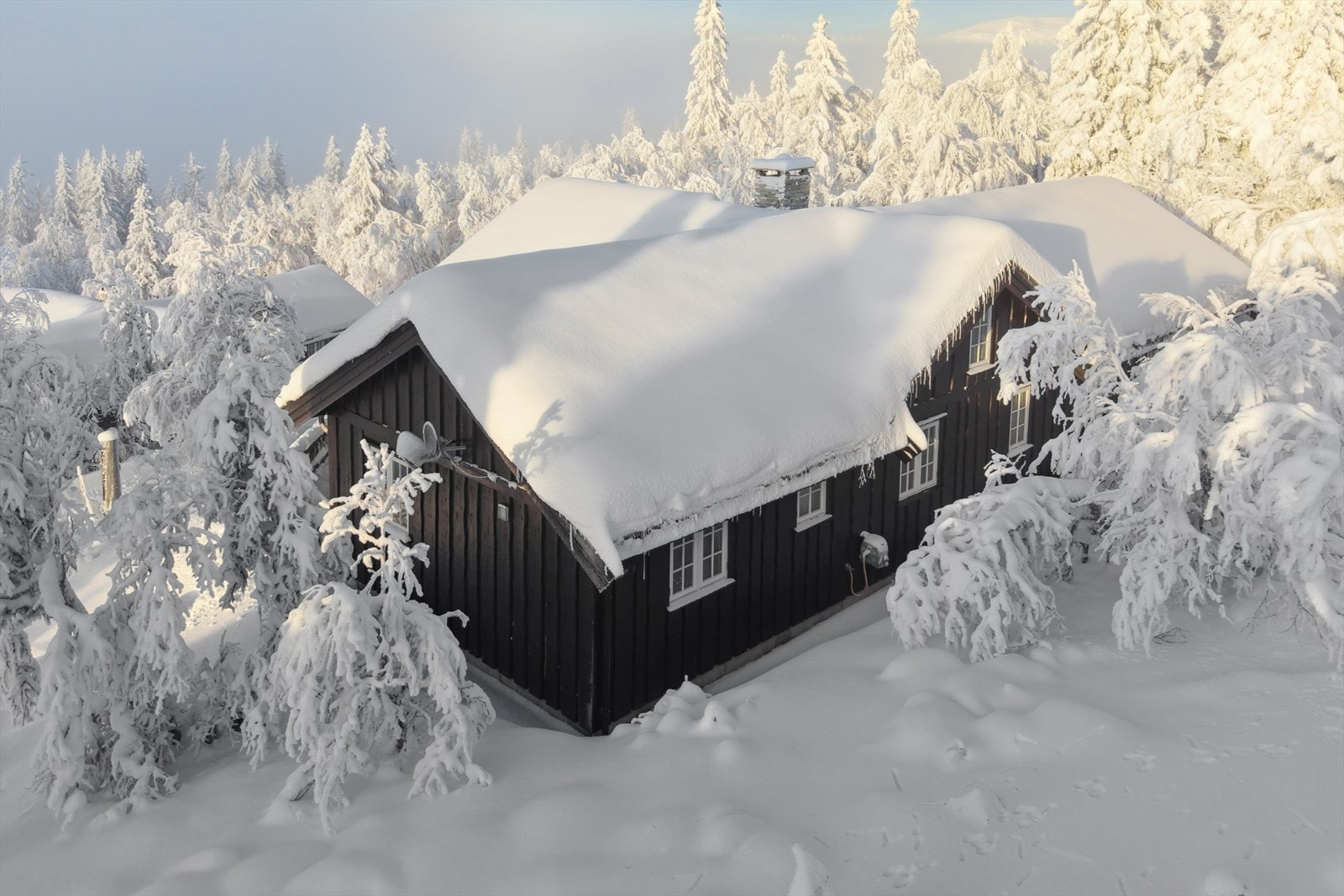 Hytta er meget velholdt. Veggene mot sør, vest og nord ble beiset i 2025. Galleribilde