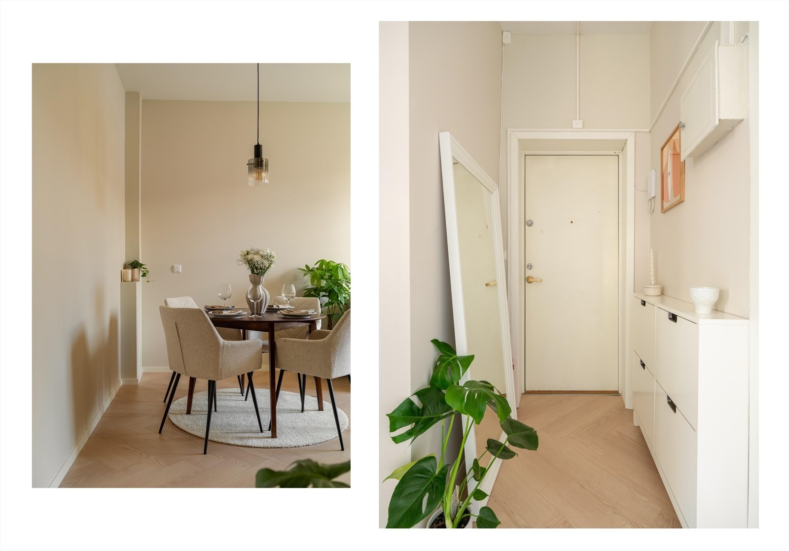 Inngang til hyggelig entré med gode oppbevaringsmuligheter for yttertøy og sko. Leiligheten er utstyrt med callinganlegg med døråpner. Galleribilde