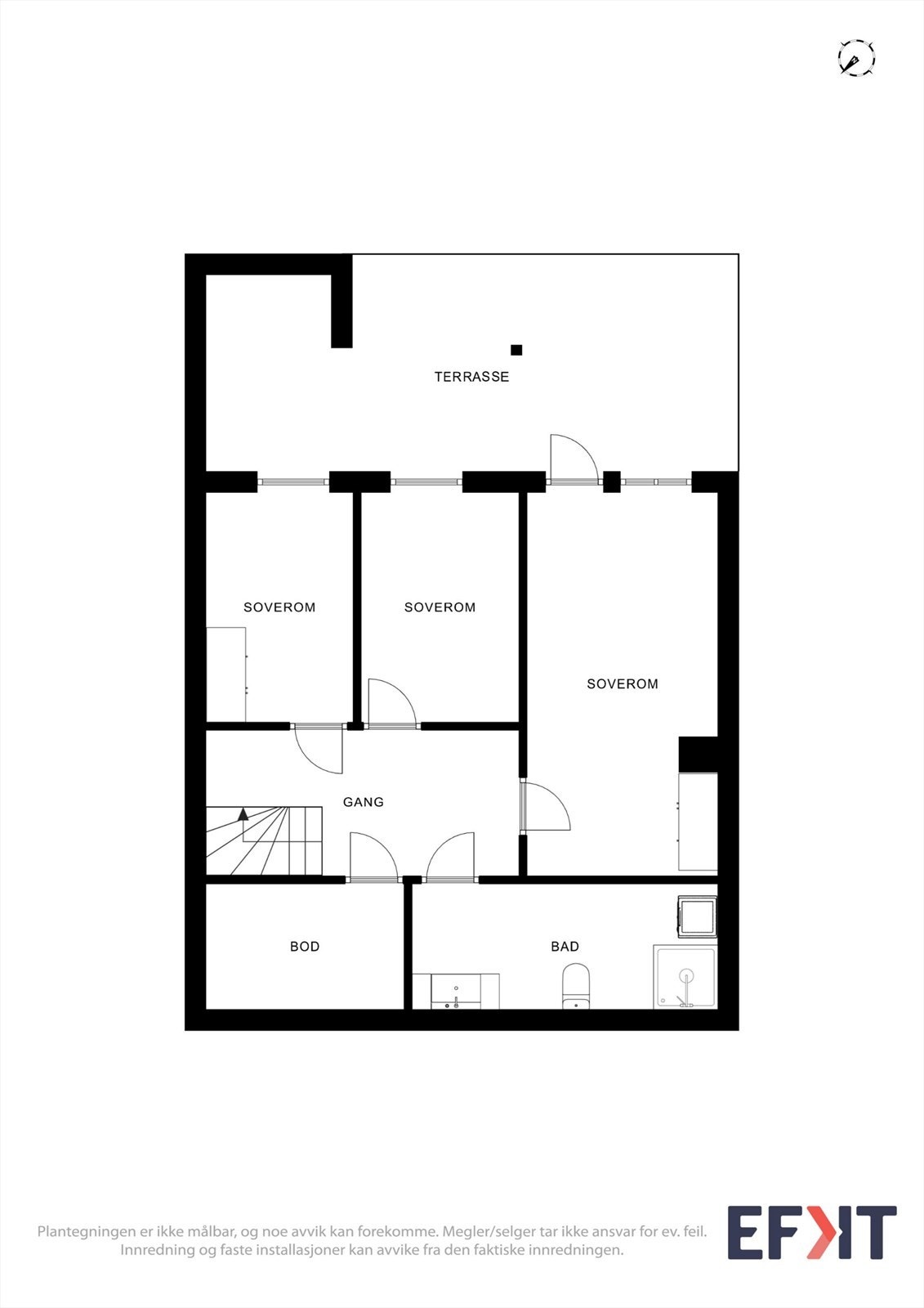 Underetasjen er innredet med tre soverom, bad, bod og har utgang til en stor, overbygd veranda. Galleribilde