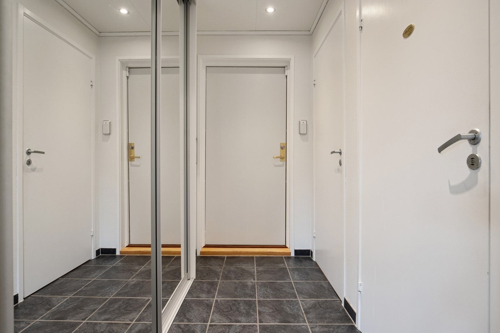 Ved entréen finnes en praktisk skyvedørsgarderobe, en innvendig bod og et gjestetoalett. Galleribilde