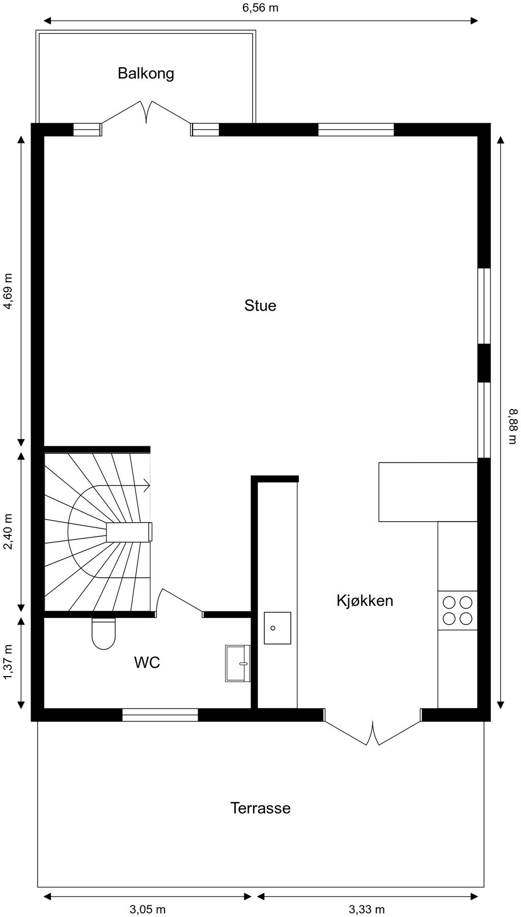 Plantegning første etasje. Galleribilde