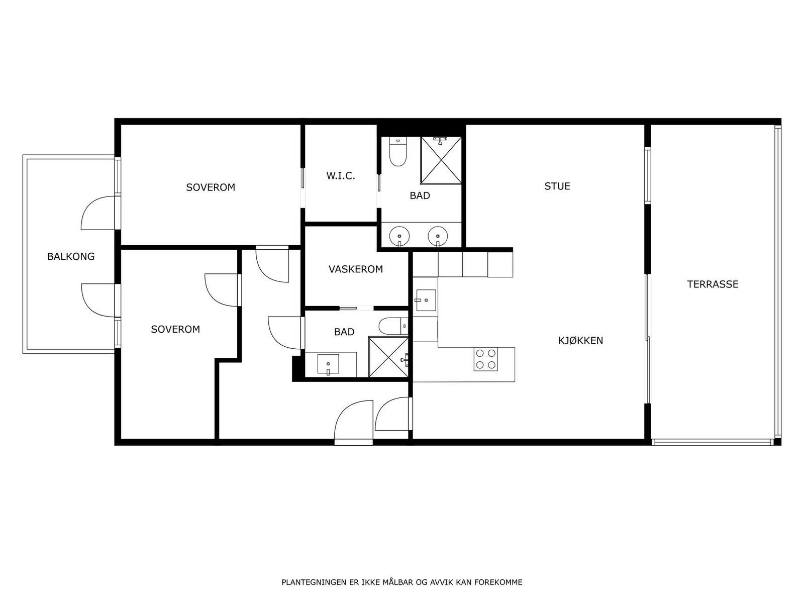 Leiligheten er gjennomgående med balkong i begge retninger Galleribilde