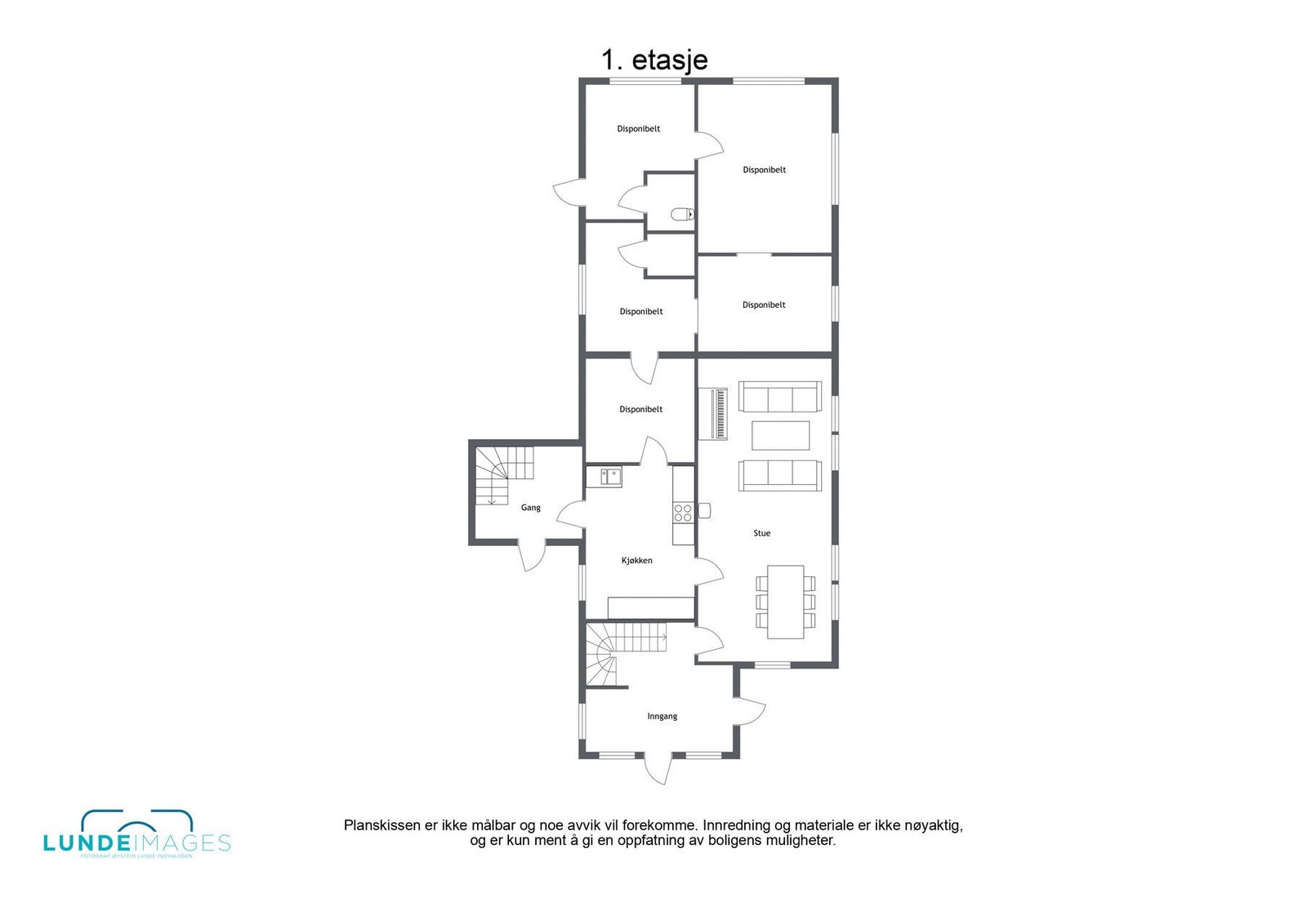 1etg. - Boligen er registrert som kombinert, bolig og næring. Det har tidligere vært tannlegekontor i bakkant der det står "disponibelt". Galleribilde