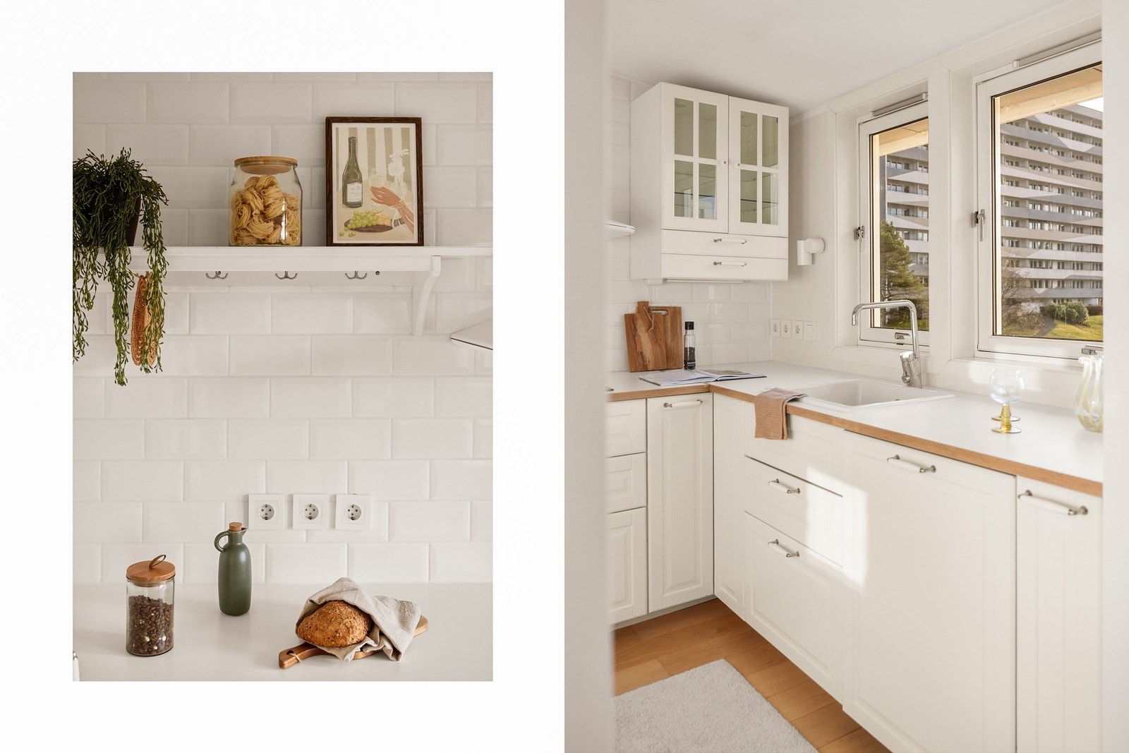 Pent og tidløst kjøkken med flott utsikt over grøntarealer Galleribilde