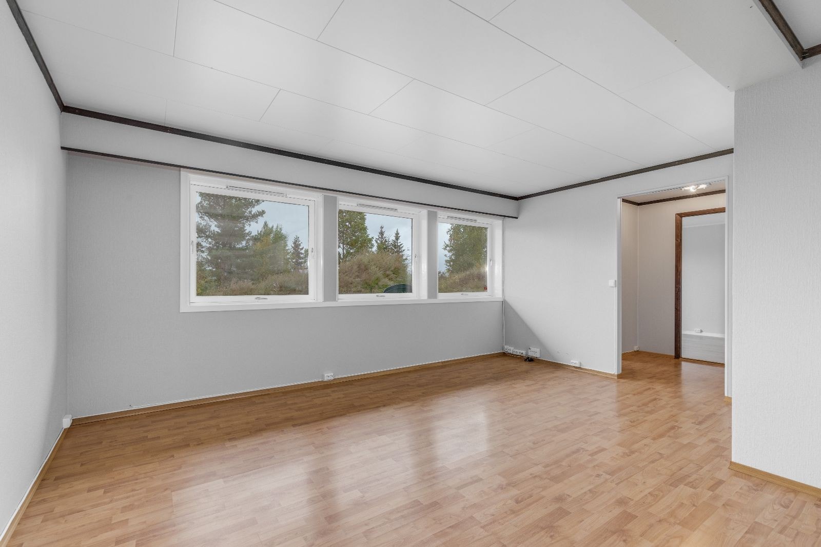 Romslig stue med store vinduer Galleribilde