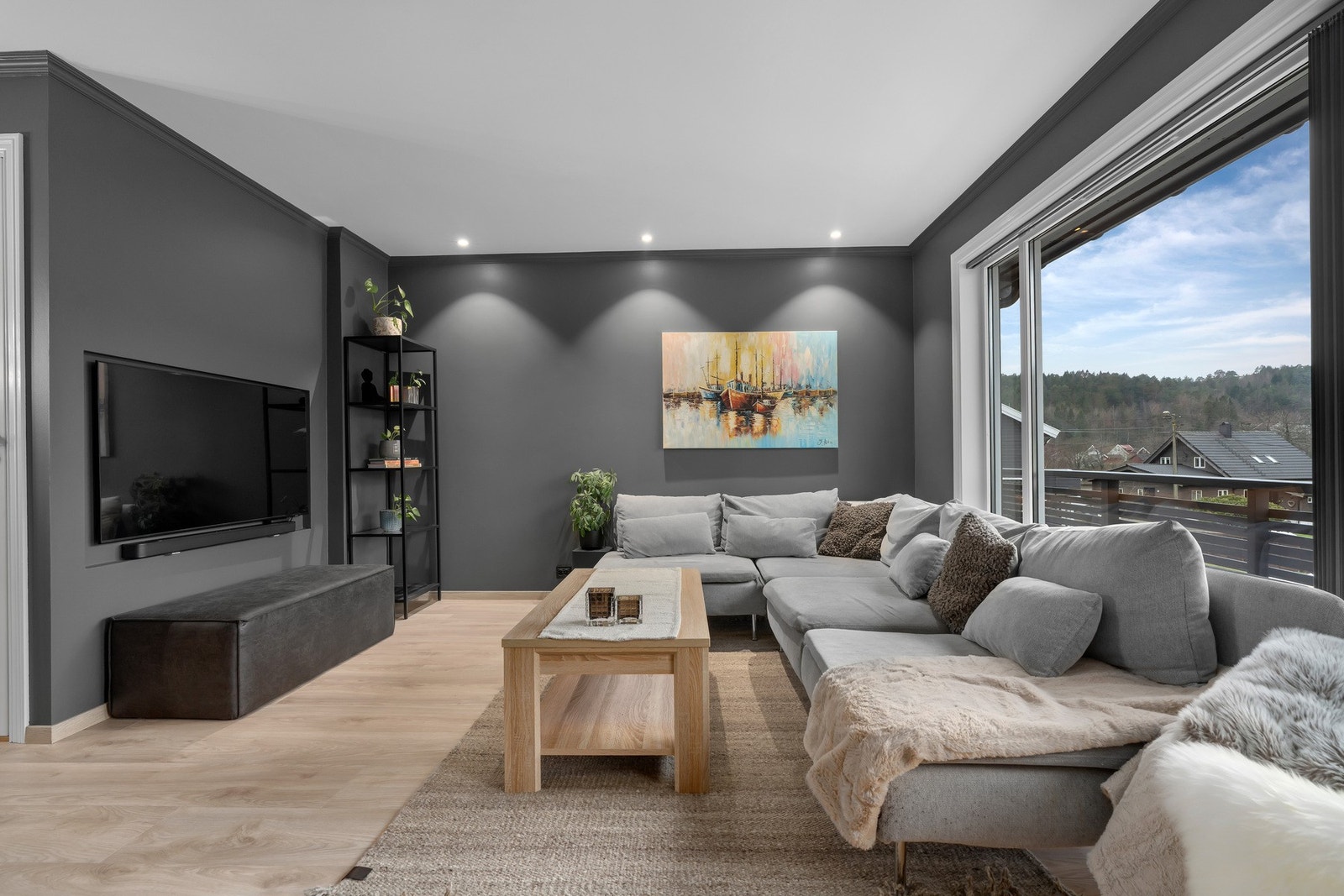 Stue med utgang til veranda Galleribilde