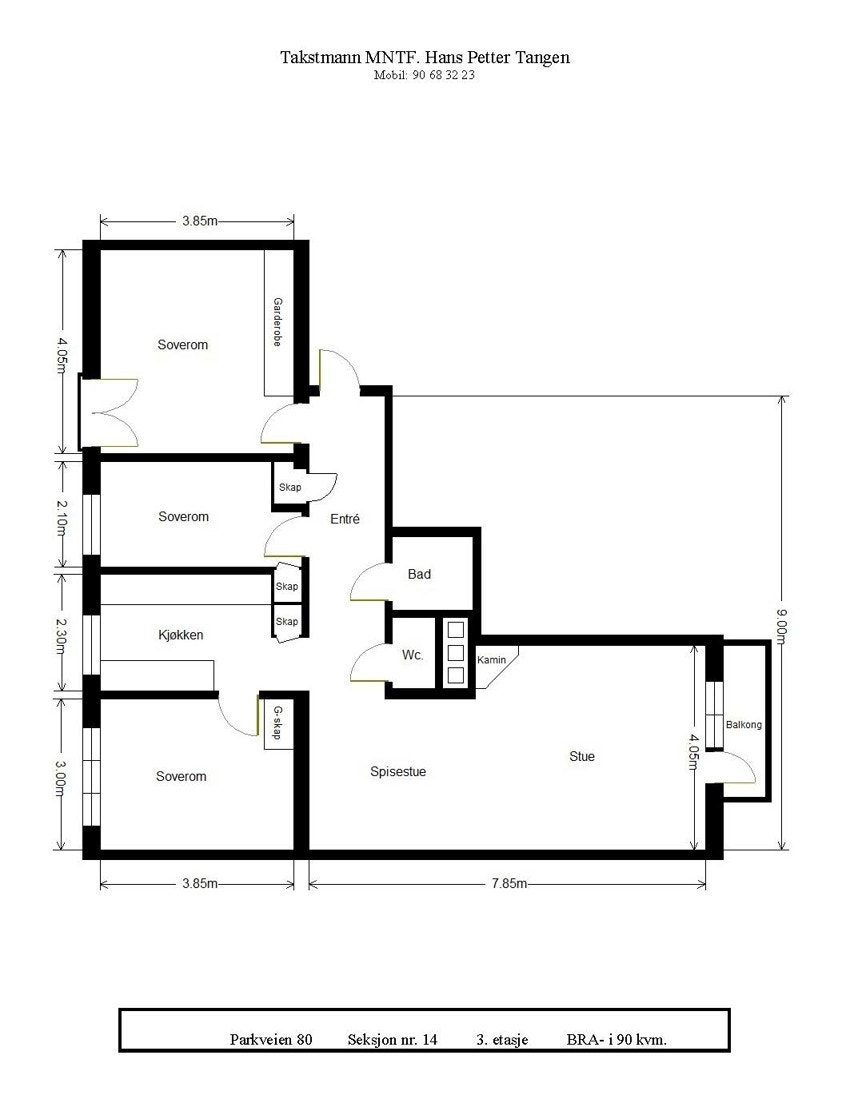 Parkveien 80 - Plantegning Galleribilde