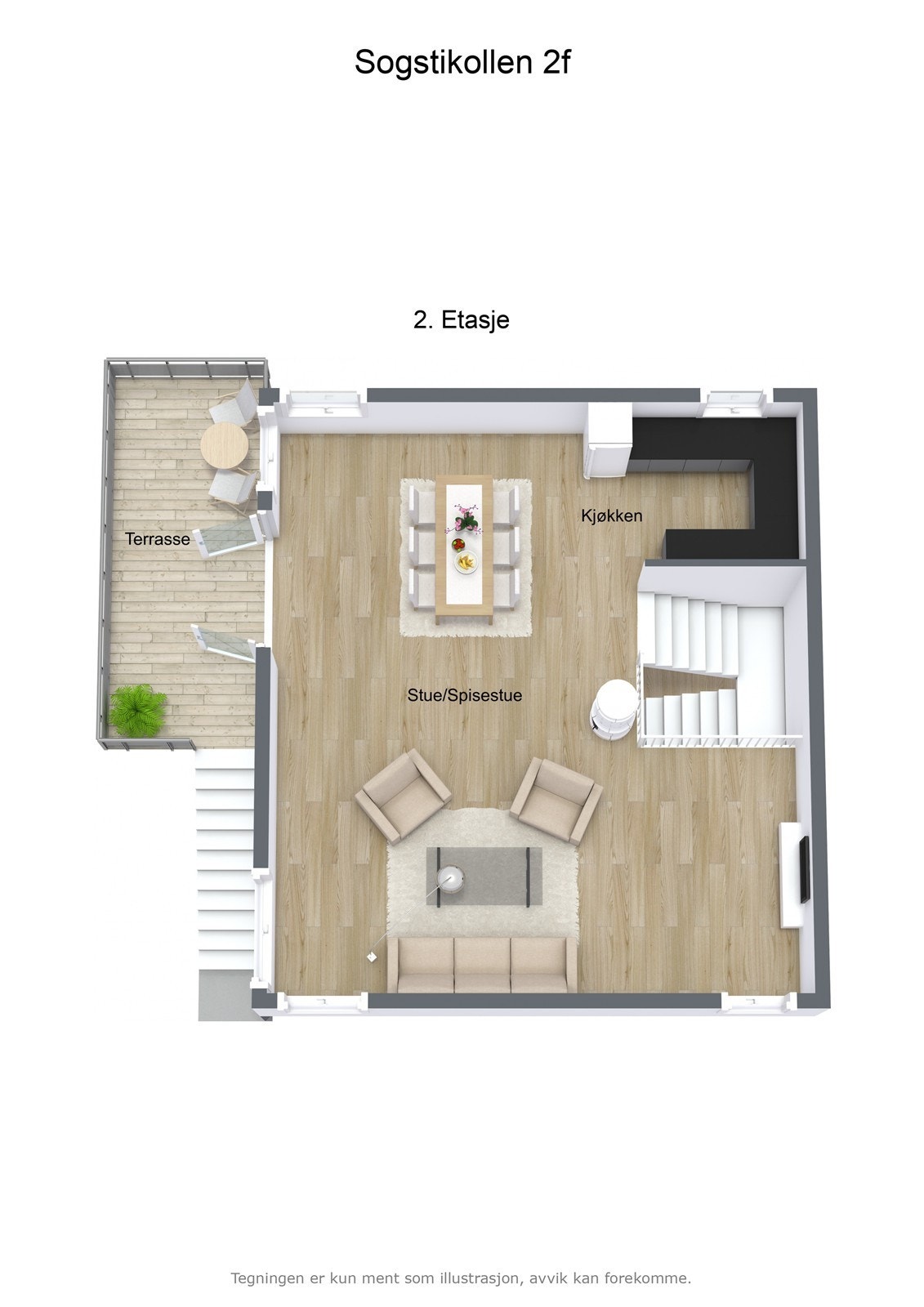 Illustrasjon 3D Sogstikollen 2f - 2. Etasje Galleribilde