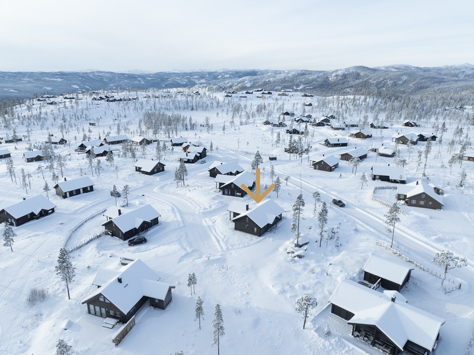 Hytta har en god intern plassering i enden av veien Galleribilde