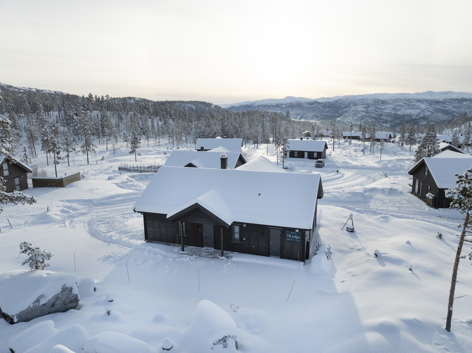 Godt med biloppstillingsplasser på tomten bak hytta Galleribilde
