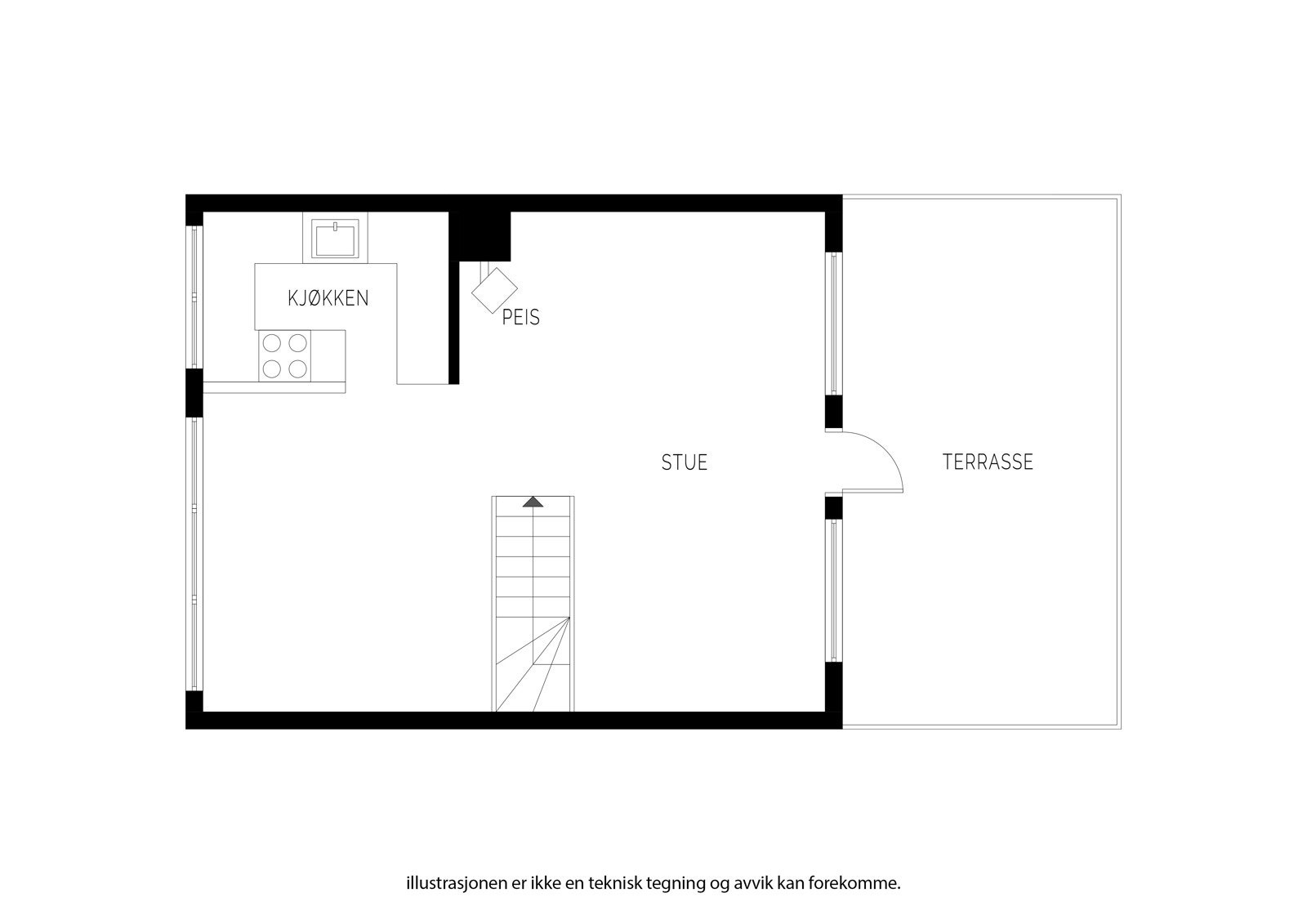 Plantegning hovedetasje. Galleribilde