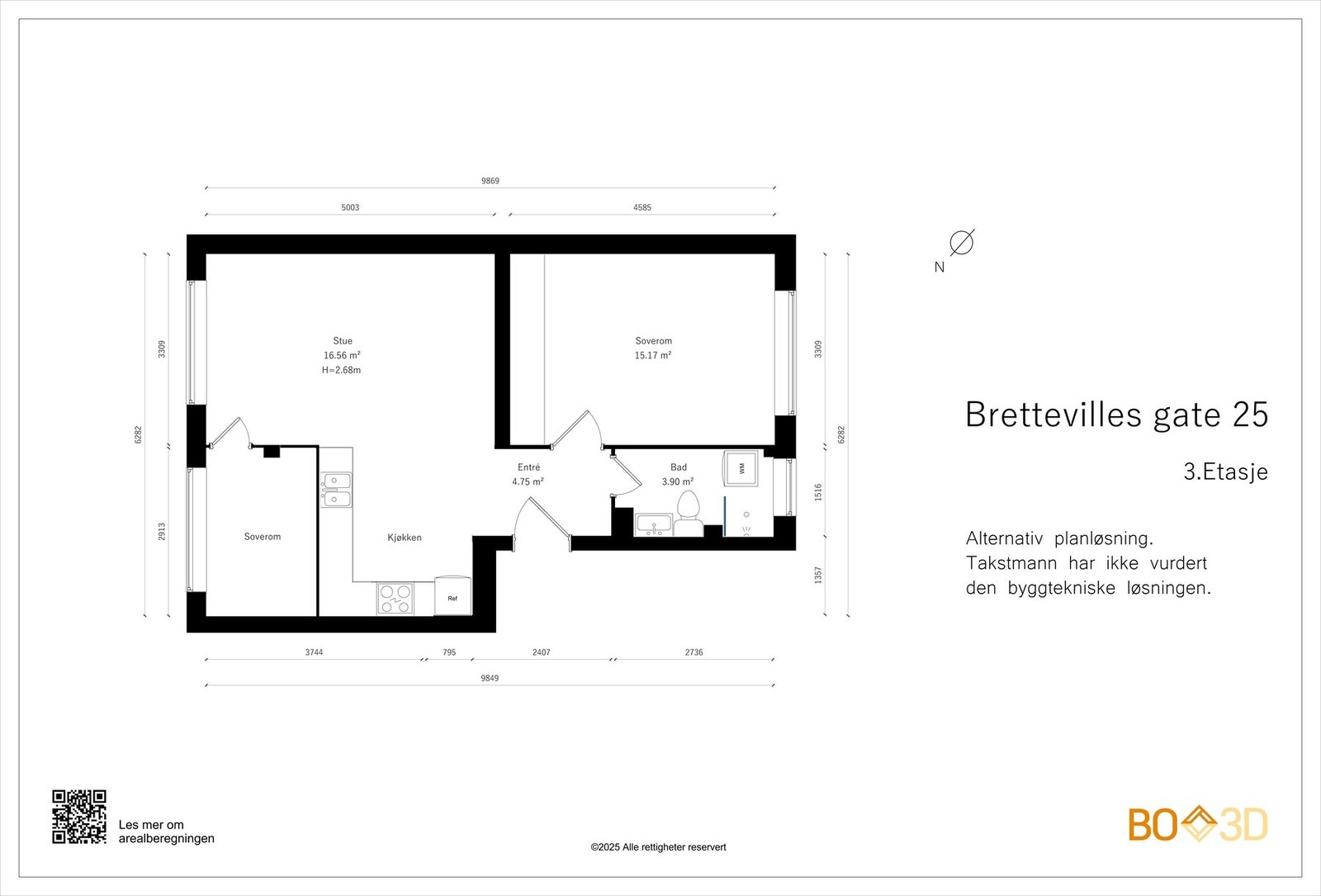 Flere i aksjelaget har flyttet litt på kjøkkenløsningen, og på den måten etablert et soverom til. Det kan se slik ut. Galleribilde