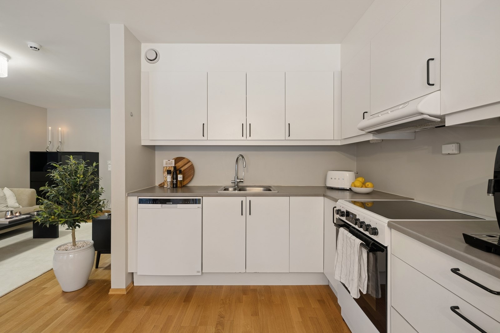 Godt med skap- og benkeplass gjør kjøkkenet både funksjonelt og praktisk. Galleribilde