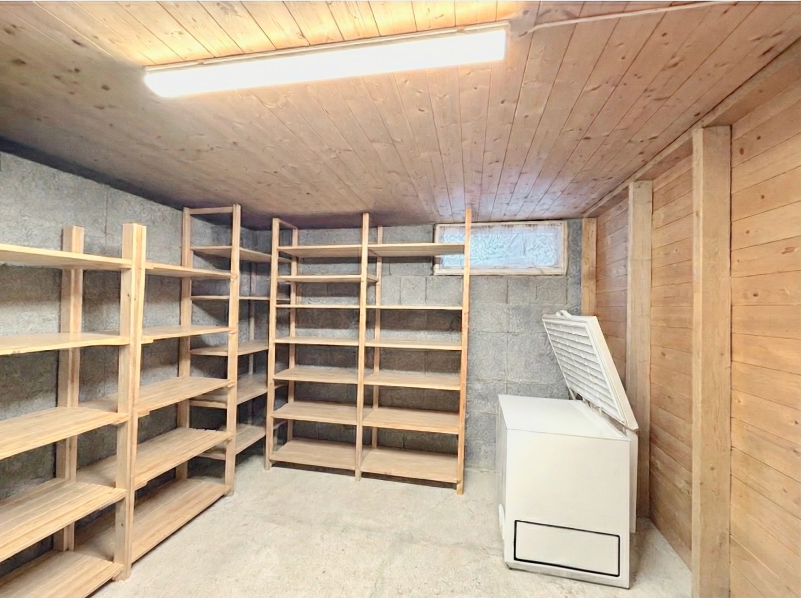 Romslig kjellerbod/hobbyrom med solide hyller og ekstra fryser Galleribilde