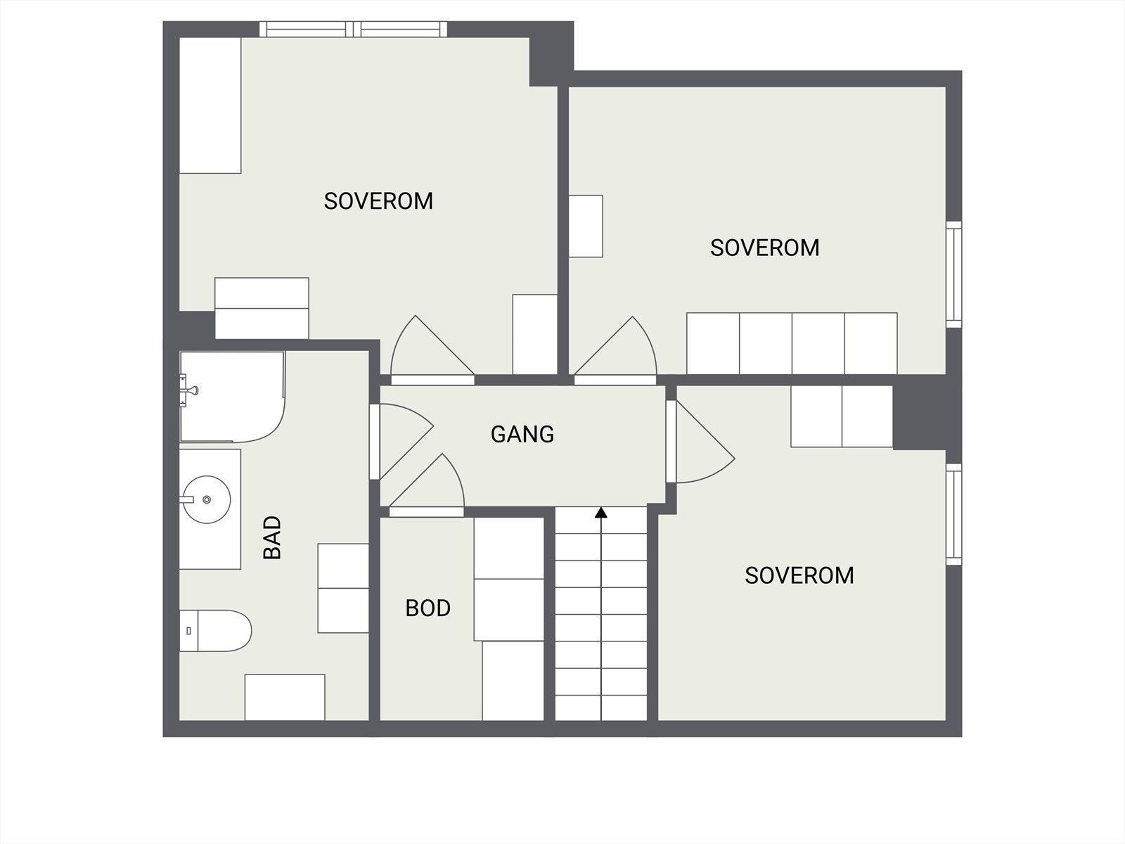 Plantegning loftsetasje. Galleribilde
