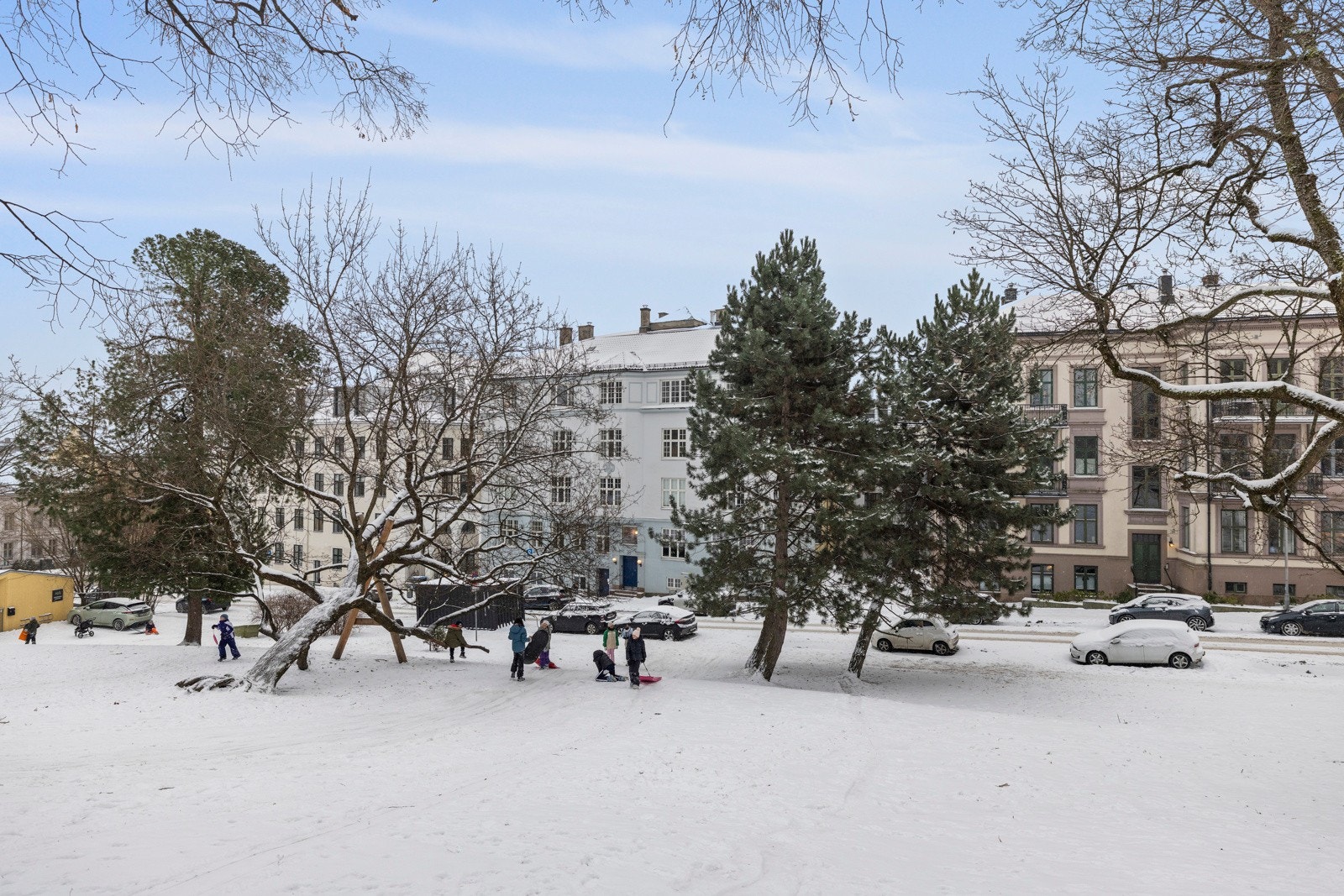 Selve parken er perfekt for aking om vinteren og lek året rundt. Galleribilde