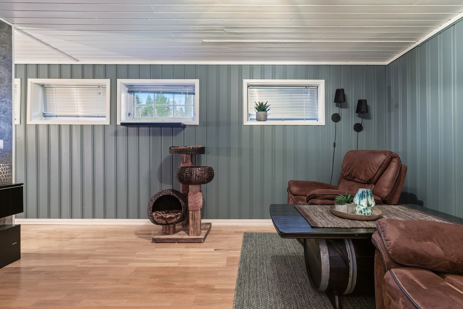 Koselig kjellerstue i lune farger. Merk at rommet ikke er godkjent for varig opphold /soverom. Galleribilde