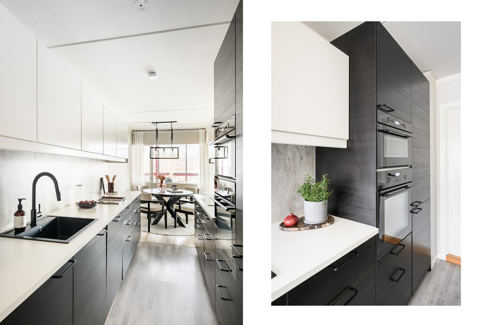 Åpenheten mot spisestuen gir et naturlig samspill mellom kjøkken og oppholdsrom. Galleribilde